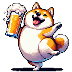 [LINEスタンプ] 酒飲み太っちょ柴犬 ビールに忘年会に