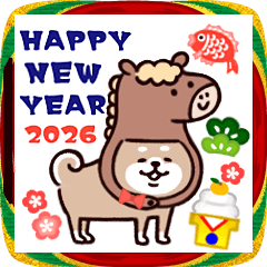[LINEスタンプ] ✨✨◯にこにこSHIBAINUさん◯年末年始✨✨