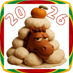 [LINEスタンプ] 午年2026馬のお正月！粘土で3Dリアル