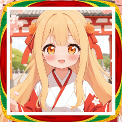 [LINEスタンプ] 神社とブロンドの女の子スタンプ
