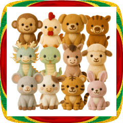 [LINEスタンプ] 毎年使える干支の年賀状（あけおめ）