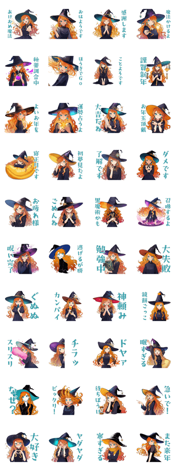 美麗★魔女のあけおめスタンプのスタンプ詳細