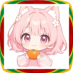 [LINEスタンプ] みかんと猫耳ピンク女の子スタンプ