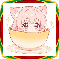 [LINEスタンプ] スープと猫耳ピンク女の子スタンプ