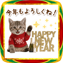 [LINEスタンプ] 飛び出る☆癒しにゃんこの毎年使える年賀状
