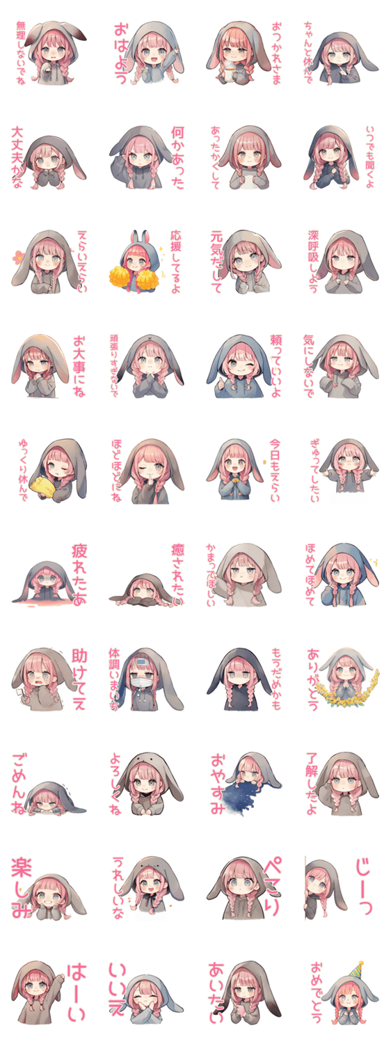 たれ耳うさぎ女子♡優しく気遣いのスタンプ詳細
