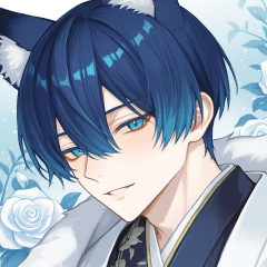 [LINEスタンプ] 神秘的な紺狐の男の子スタンプ