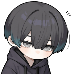 [LINEスタンプ] ゆるっと黒色パーカーの男の子スタンプ