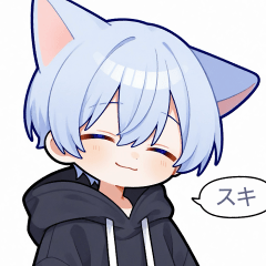 [LINEスタンプ] 水色猫耳パーカーの男の子スタンプ