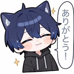 [LINEスタンプ] 紺色猫耳パーカーの男の子スタンプ