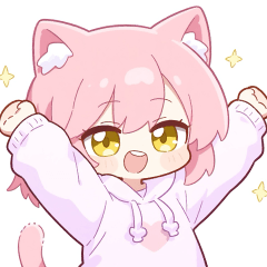 [LINEスタンプ] ピンク猫耳のパーカー女の子スタンプ