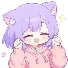 [LINEスタンプ] パープル猫耳のパーカー女の子スタンプ