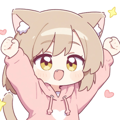[LINEスタンプ] ブラウン猫耳のパーカー女の子スタンプ