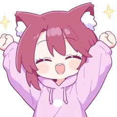 [LINEスタンプ] マゼンタ猫耳のパーカー女の子スタンプ