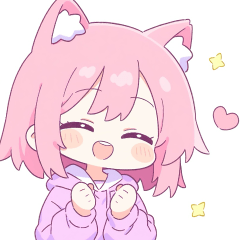 [LINEスタンプ] ラブリーピンク猫耳パーカー女の子スタンプ