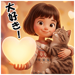 [LINEスタンプ] 虹色デイズ♪女の子と猫の癒やし日常
