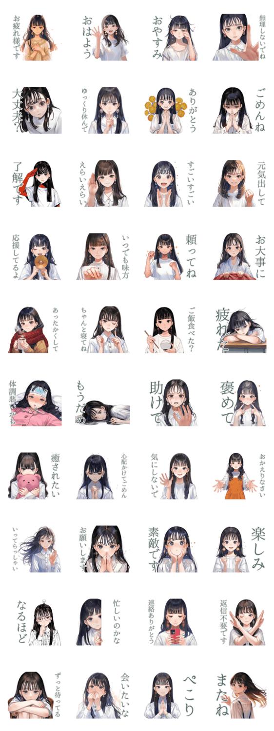 清楚な女の子の気遣いのスタンプ詳細