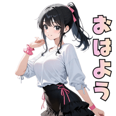 [LINEスタンプ] 元気はじける！ポニテガール